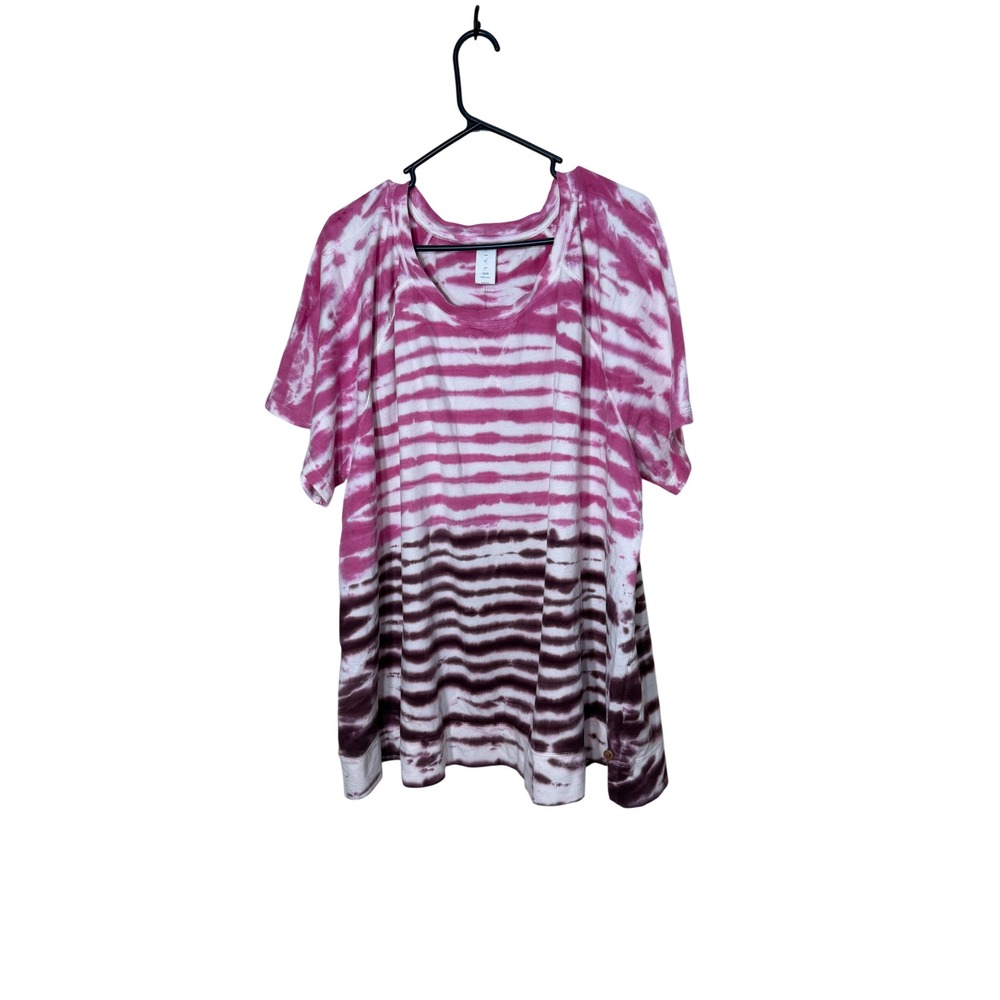 Livi Active Tie Dye Short Sleeve Sweatshirt Pink Purple White Plus Size 26/28